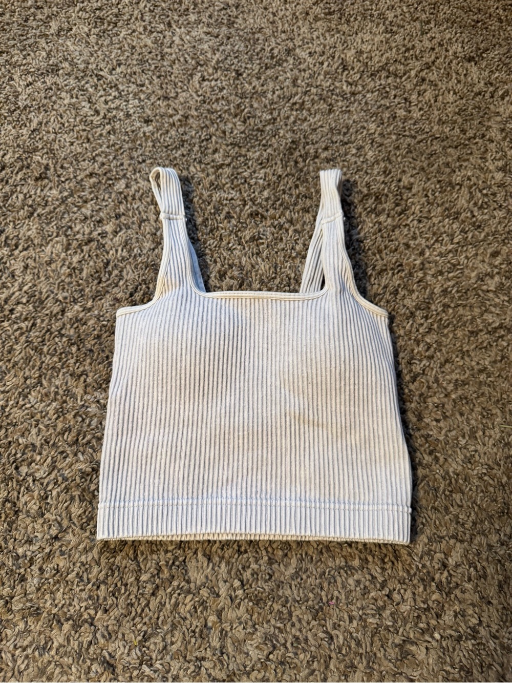 Buckle Ribbed Square-Neck Tank Top - Off-White
